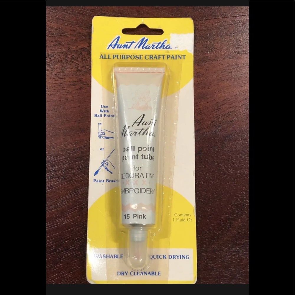 Aunt Martha's Ballpoint Paint Tube 1oz-Pink All Purpose Craft Paint Embroidery